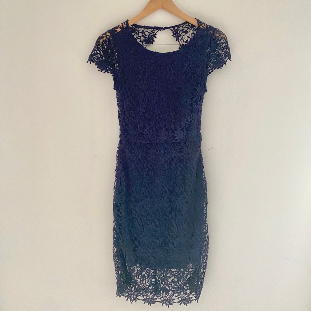 Navy Blue Lace Cocktail